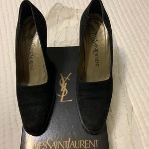 Vintage YSL Yves Saint Laurent Suede Block Heel